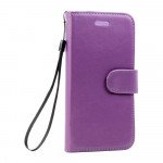 Wholesale Galaxy S7 Edge Folio Flip Leather Wallet Case with Strap (Dark Purple)